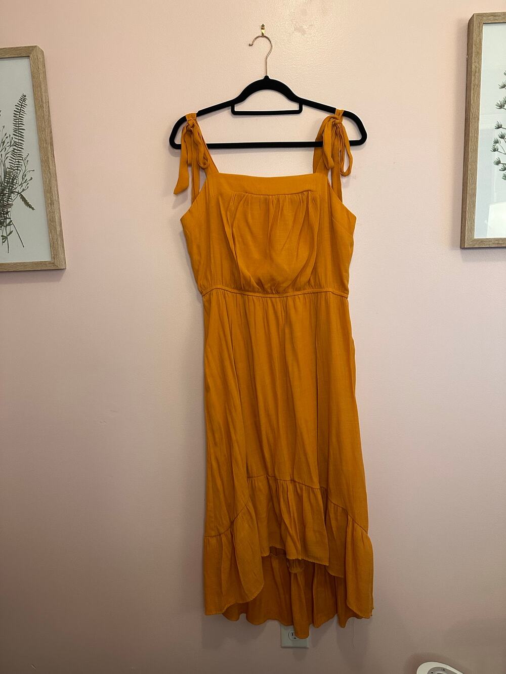 Luxology Mustard Yellow Sleeveless Hi Low Ruffle Dress Large